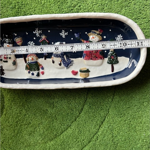 Adorable Christmas Dish. Snowman, Birds, Ceramic. 11.5” long. - Picture 9 of 10